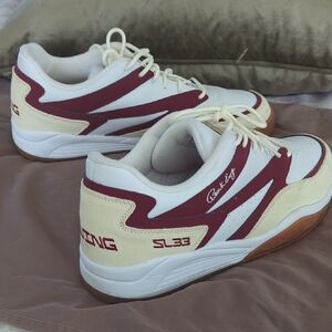 Men's Athletic Sneakers in Cream and Burgundy - SL33